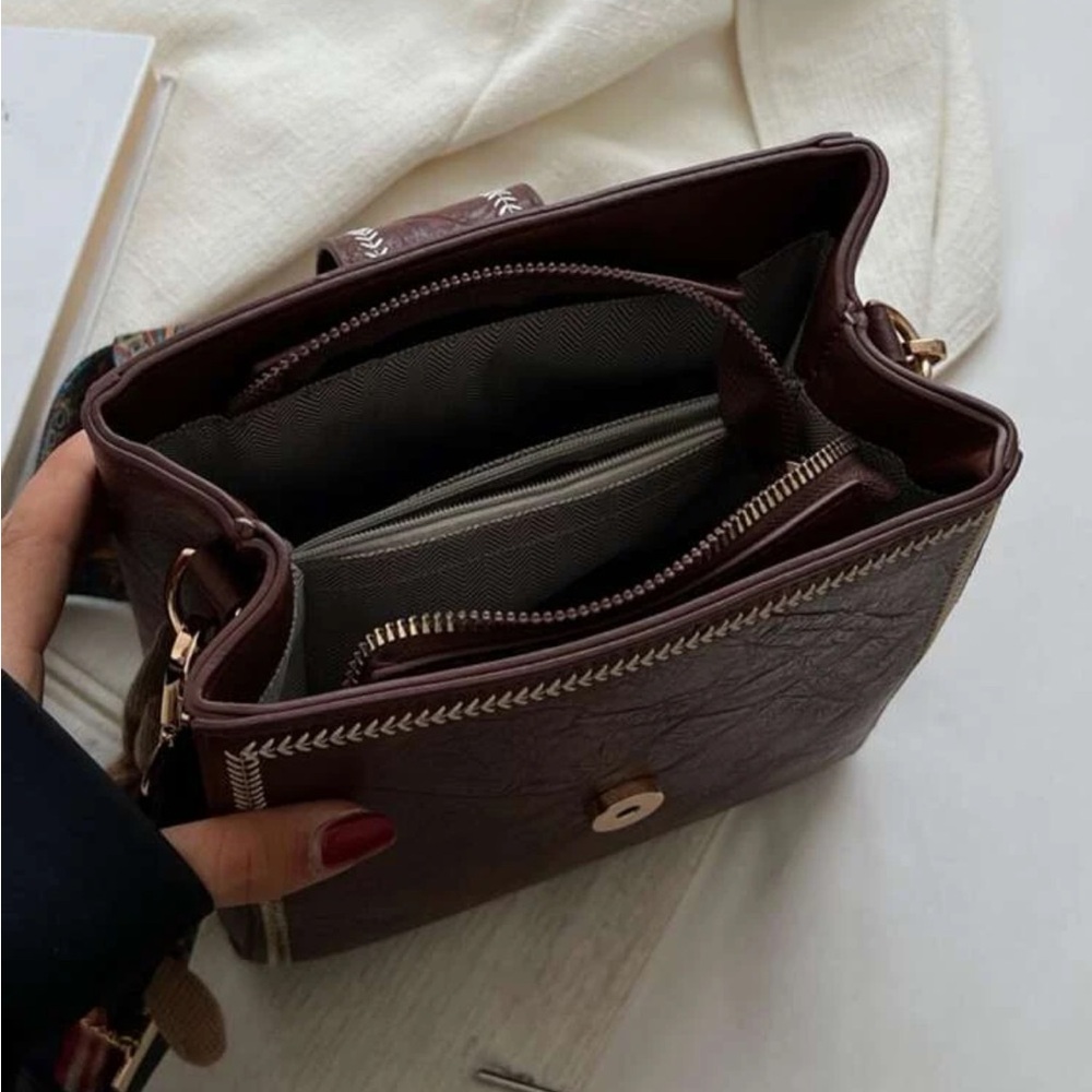 Brown Vegan Leather Western Strap  Shoulder Crossbody - Picture 8 of 8